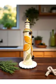 500 ML Kil Kabartma Uygulama Limon Desenli El Yapımı Zeytinyağı & Üzüm Sirke Şişeleri - Görsel 3