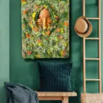 Doğal Malzemelerle Özgün Sanat: Beton Efekti ve Yosunlarla Kaplı İnsan Yüzlü Tablo, Duvar dekoru