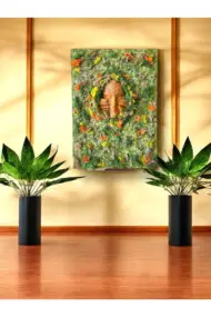 Doğal Malzemelerle Özgün Sanat: Beton Efekti ve Yosunlarla Kaplı İnsan Yüzlü Tablo, Duvar dekoru - Görsel 2