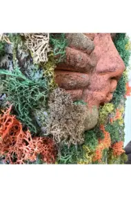 Doğal Malzemelerle Özgün Sanat: Beton Efekti ve Yosunlarla Kaplı İnsan Yüzlü Tablo, Duvar dekoru - Görsel 5