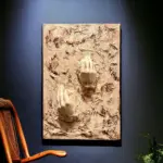 3D Beyaz El Heykel Dekorlu Tuval üzerine Akrilik Tablo, Heykel Duvar Sanatı, 3D Duvar Dekor