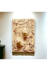 3D Beyaz El Heykel Dekorlu Tuval üzerine Akrilik Tablo, Heykel Duvar Sanatı, 3D Duvar Dekor - Görsel 3