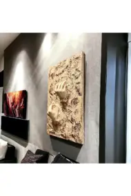 3D Beyaz El Heykel Dekorlu Tuval üzerine Akrilik Tablo, Heykel Duvar Sanatı, 3D Duvar Dekor - Görsel 4