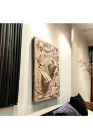 3D Beyaz El Heykel Dekorlu Tuval üzerine Akrilik Tablo, Heykel Duvar Sanatı, 3D Duvar Dekor - Görsel 5