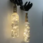 Siyah Erkek Eli Heykeli Dekorlu Buzlu Cam Şarap Şişesi Tıpa Peri Led Işıklı Aplik 2 Li Set