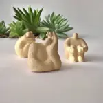 Soyut Düşünen İnsan 3'lü Set, Ev Dekorasyonu, Masa Süslemesi Heykel Seti Biblo, Oda Dekorasyonu Bej