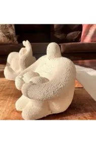 Soyut Düşünen İnsan 3'lü Set, Ev Dekorasyonu, Masa Süslemesi Heykel Seti Biblo, Oda Dekorasyonu Bej - Görsel 6