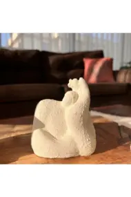 Soyut Düşünen İnsan 3'lü Set, Ev Dekorasyonu, Masa Süslemesi Heykel Seti Biblo, Oda Dekorasyonu Bej - Görsel 7