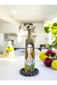 500 ML El Yapımı Kadın Portreli Cam Yağdanlık | Sosluk, Sirkelik, Mutfak & Sofra Aksesuarı, Yeşil