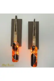 Led Işıklı Ceviz Renkli Vitray Cam Salon Bar bahçe Dekoru Şarap Şişesi Duvar Aplik 2'li Set - Görsel 3