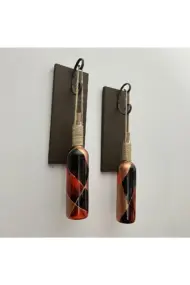 Led Işıklı Ceviz Renkli Vitray Cam Salon Bar bahçe Dekoru Şarap Şişesi Duvar Aplik 2'li Set - Görsel 6