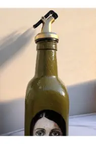 500 ML El Yapımı Kadın Portreli Cam Yağdanlık | Sosluk, Sirkelik, Mutfak & Sofra Aksesuarı, Yeşil - Görsel 6