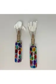 Beyaz Heykel El Dekorlu Led Işıklı Vitray Cam Şarap Şişesi Aplik 2'li set Cafe Bahçe Ev Dekoru - Görsel 6