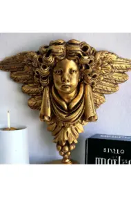 Altın Varak Melek Heykeli, Eskitme Boyama Ev Duvar Dekoru, El Sanatları, Ev, Ofis Dekorasyonu - Görsel 2