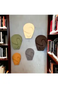 Soyut Tasarım El Yapımı Duvar Dekoru Taş Maske 5'li Set, Dekoratif Maske, 3d Duvar Sanatı - Görsel 2