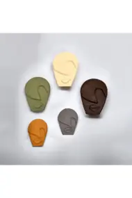 Soyut Tasarım El Yapımı Duvar Dekoru Taş Maske 5'li Set, Dekoratif Maske, 3d Duvar Sanatı - Görsel 3