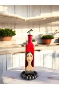 500 ML El Yapımı Kadın Portreli Cam Yağdanlık | Sosluk, Sirkelik, Mutfak & Sofra Aksesuarı, Yeşil