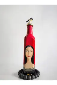 500 ML El Yapımı Kadın Portreli Cam Yağdanlık | Sosluk, Sirkelik, Mutfak & Sofra Aksesuarı, Yeşil - Görsel 2