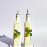 500 ml El Yapımı Limon ve Üzüm Desenli 2’li Cam Yağdanlık Sosluk Seti – Dekoratif Tasarım Mutfak