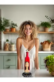 500 ML El Yapımı Kadın Portreli Cam Yağdanlık | Sosluk, Sirkelik, Mutfak & Sofra Aksesuarı, Yeşil - Görsel 5