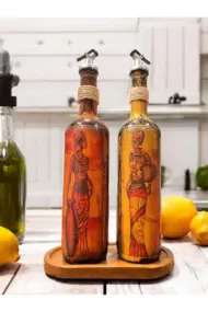 Eşsiz Afrika Kadın Figürlü Yağdanlık Seti 2 Li Set Ile Mutfağınıza Estetik Bir Dokunuş