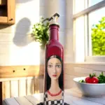 500 ML El Yapımı Kadın Portreli Cam Yağdanlık | Sosluk, Sirkelik, Mutfak & Sofra Aksesuarı, Yeşil