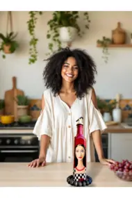 500 ML El Yapımı Kadın Portreli Cam Yağdanlık | Sosluk, Sirkelik, Mutfak & Sofra Aksesuarı, Yeşil - Görsel 4