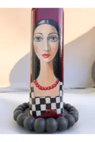 500 ML El Yapımı Kadın Portreli Cam Yağdanlık | Sosluk, Sirkelik, Mutfak & Sofra Aksesuarı, Yeşil - Görsel 5