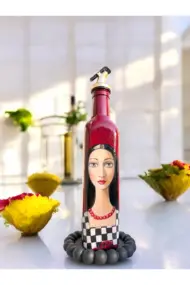 500 ML El Yapımı Kadın Portreli Cam Yağdanlık | Sosluk, Sirkelik, Mutfak & Sofra Aksesuarı, Yeşil - Görsel 6