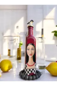500 ML El Yapımı Kadın Portreli Cam Yağdanlık | Sosluk, Sirkelik, Mutfak & Sofra Aksesuarı, Yeşil - Görsel 7