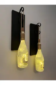 Kopya - Tıpa Peri Led Işıklı Siyah Ahşap Cam Şampanya Şişesi Duvar Aplik 2'li Set