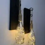 Tıpa Peri Led Işıklı Siyah Ahşap Cam Şampanya Şişesi Duvar Aplik 2'li Set