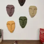 El Yapımı Minimalist Tasarım Duvar Dekorasyon Maskları (maskeleri) 5'li Set