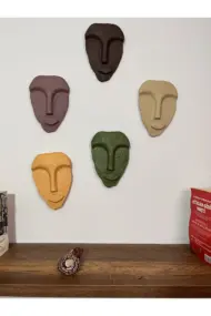 El Yapımı Minimalist Tasarım Duvar Dekorasyon Maskları (maskeleri) 5'li Set