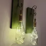 Tıpa Peri Led Işıklı Koyu Yeşil Ahşap Cam Şampanya Şişesi Duvar Aplik 2'li Set