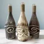 El Yapımı Dekoratif Şampanya Şişeleri 3'lü Set, Antik Mısır Mitolojisi, Ev-mutfak-bar Dekor