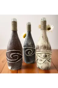 El Yapımı Dekoratif Şampanya Şişeleri 3'lü Set, Antik Mısır Mitolojisi, Ev-mutfak-bar Dekor - Görsel 2