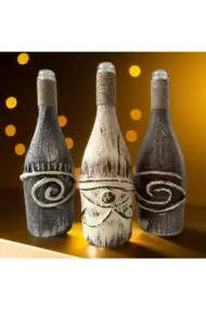 El Yapımı Dekoratif Şampanya Şişeleri 3'lü Set, Antik Mısır Mitolojisi, Ev-mutfak-bar Dekor - Görsel 3