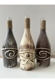 El Yapımı Dekoratif Şampanya Şişeleri 3'lü Set, Antik Mısır Mitolojisi, Ev-mutfak-bar Dekor - Görsel 5