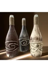 El Yapımı Dekoratif Şampanya Şişeleri 3'lü Set, Antik Mısır Mitolojisi, Ev-mutfak-bar Dekor - Görsel 6