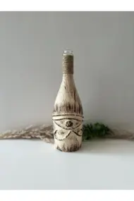El Yapımı Dekoratif Şampanya Şişeleri 3'lü Set, Antik Mısır Mitolojisi, Ev-mutfak-bar Dekor - Görsel 7