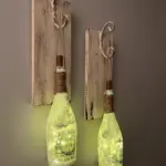 Tıpa Peri Led Işıklı Krem Kahve Renkli Buzlu Cam Şampanya Şişesi Duvar Aplik 2'li Set