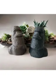 El Yapımı Beton Moai Paskalya Adası Dekoratif Heykel Hediyelik Biblo Ev Tasarım Dekoru 2 Li Set - Görsel 4
