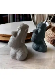 El Yapımı Beton Moai Paskalya Adası Dekoratif Heykel Hediyelik Biblo Ev Tasarım Dekoru 2 Li Set - Görsel 7