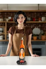 500 ML El Yapımı Kadın Portreli Cam Yağdanlık | Sosluk, Sirkelik, Mutfak & Sofra Aksesuarı, Yeşil - Görsel 4