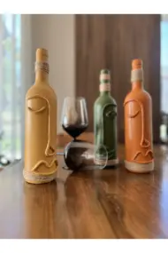El Yapımı Soyut Yüz Tasarımı Şarap Şişesi Dekorasyonu , Dekoratif Şarap Şişeleri 3'lü Set - Görsel 5