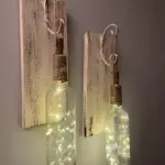 Tıpa Peri Led Işıklı Krem Kahve Cam Şarap Şişesi Duvar Aplik 2'li Set