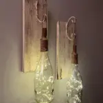 Tıpa Peri Led Işıklı Krem Kahve Cam Şampanya Şişesi Duvar Aplik 2'li Set