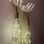 El Yapımı Heykel El Dekorlu Led Işıklı Şampanya Şişesi Aplik 2'li Set