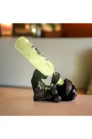 Gümüş Renkli Şövalye Figürlü Şarap Şişesi Tutucu Obje Ve Aydınlatma Şişesi Masa Üzeri Aplik